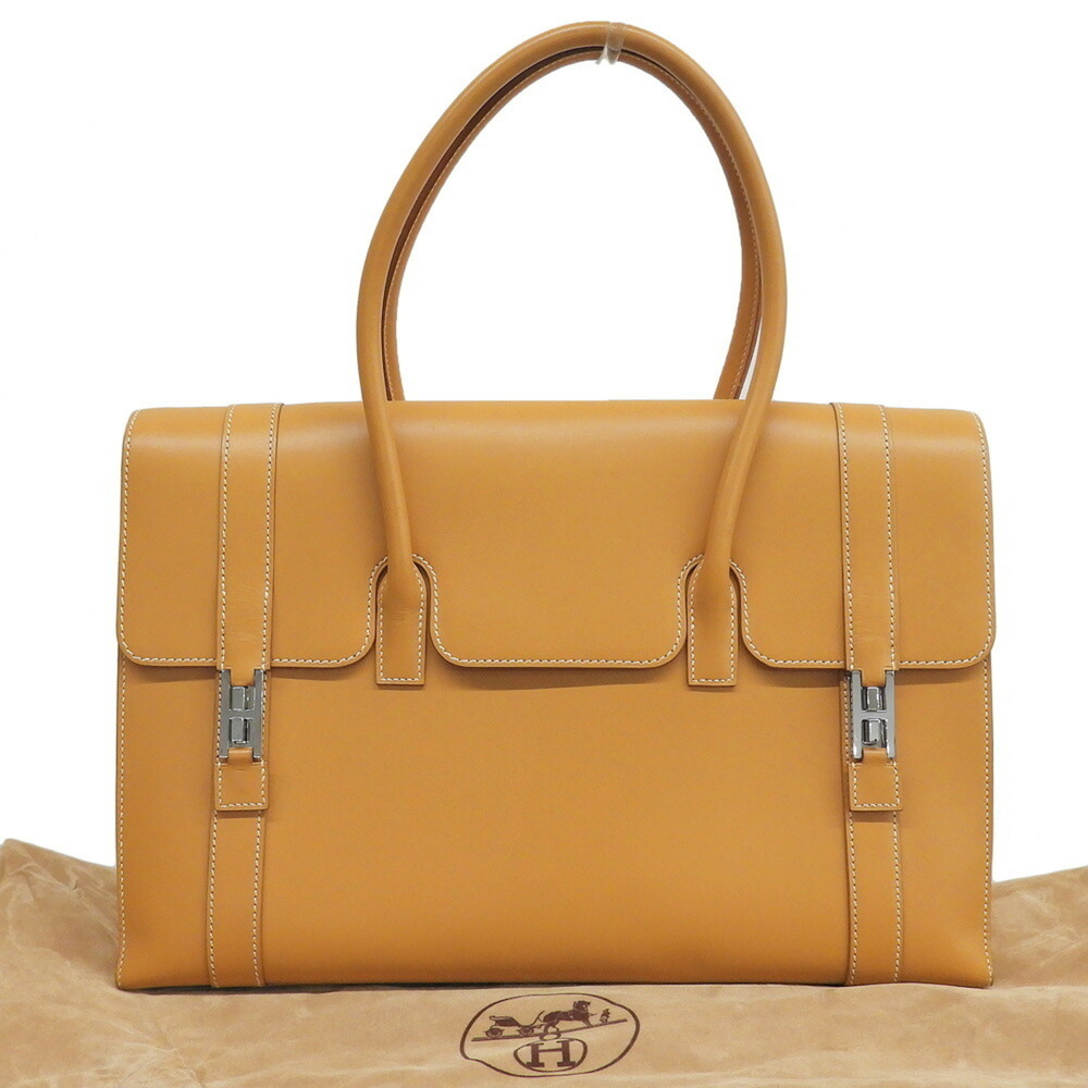 Hermes HERMES Drag 37 EED stamp handbag, Veau Chamonix, Natural